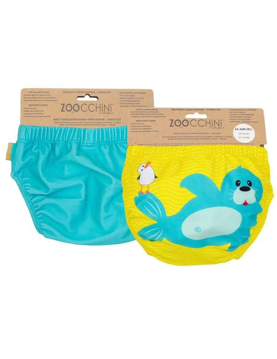 Zoocchini Bañador Pañal Bebe Pack 2 UV Foca de