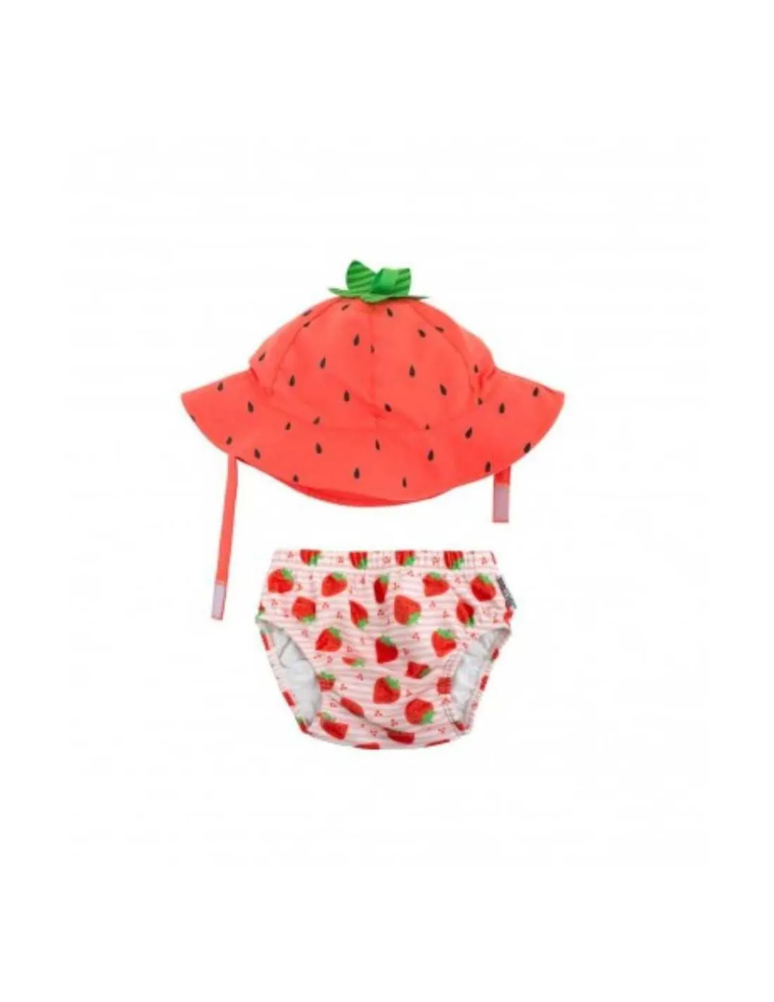 Zoocchini Bañador Pañal Bebe y Gorro UV Fresa de