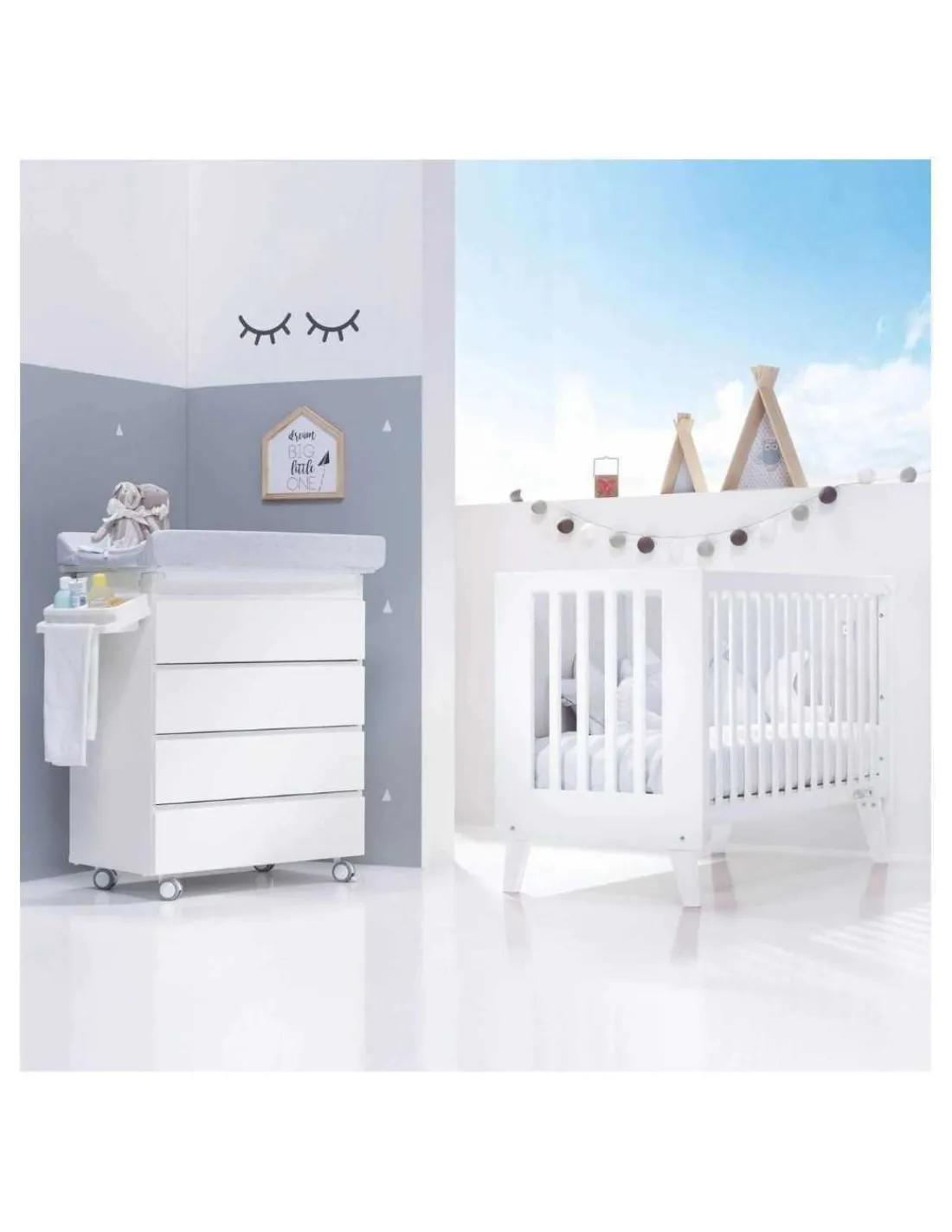 Alondra Cuna colecho blanca 4 en 1 NEXO 60x120cm de