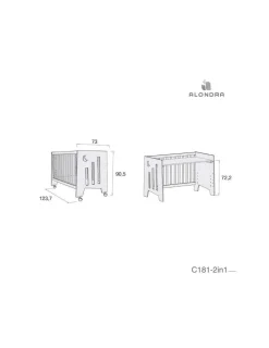 Alondra Cuna Colecho Evolutiva OMNI Grey 60x120cm de
