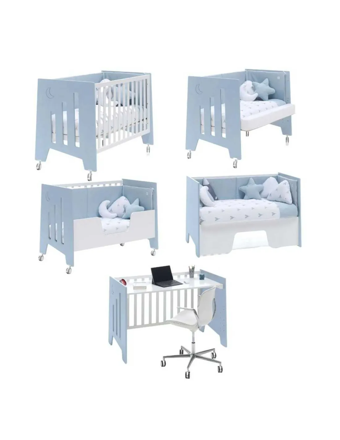 Alondra Cuna Colecho Evolutiva OMNI Celeste 60x120cm de