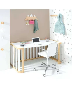 Alondra Cuna Colecho y Cama CREA PLUS DUE (3 en 1) Madera/Blanco 70x140cm de
