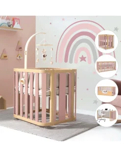 Alondra Minicuna Colecho evolutiva CREA PLUS TRE (4 en 1) Madera/Rosa de