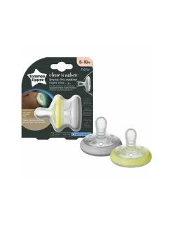 Tommee Tippee Pack 2 Chupetes Forma de Pecho Night Time