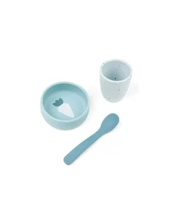 DONE BY DEER Set Vajilla Primera Comida de Silicona Azul de