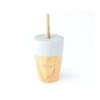 Eco Rascals Vaso Bamboo Gris con Tapa y 2 Pajitas 240 ml de Eco Rascals